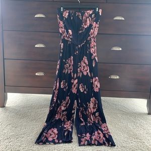 Pleated Floral Jumpsuit